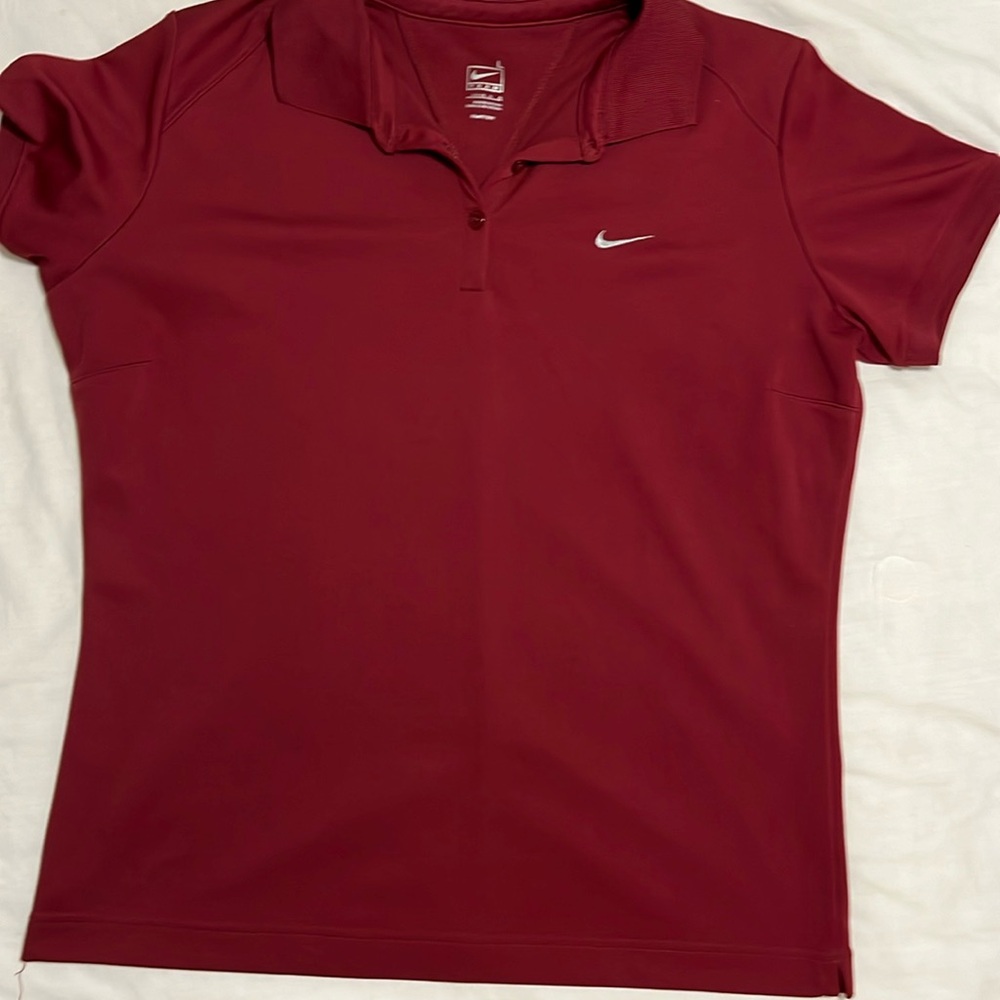 Nike women’s burgundy Fit Dry Polo Top